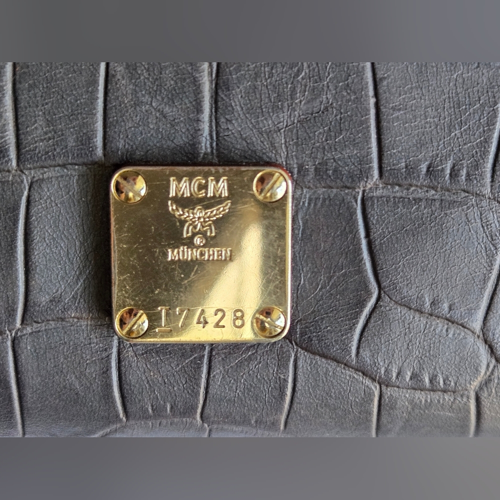 MCM Croc Embossed Gray Leather Large 2 way Satchel T7428 in EUC - Picture 16 of 16